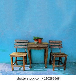 Old Vintage Wooden Chair And Table