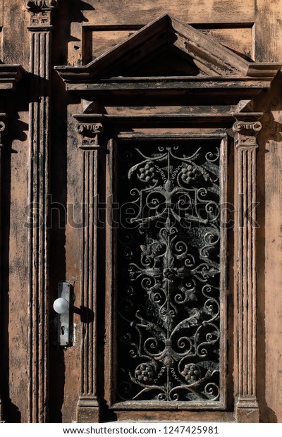 Old Vintage Wooden Door Wrought Iron Stock Photo Edit Now