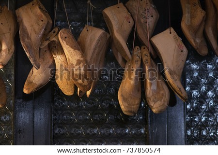 Old vintage wooden shoe form or mold for making shoes.