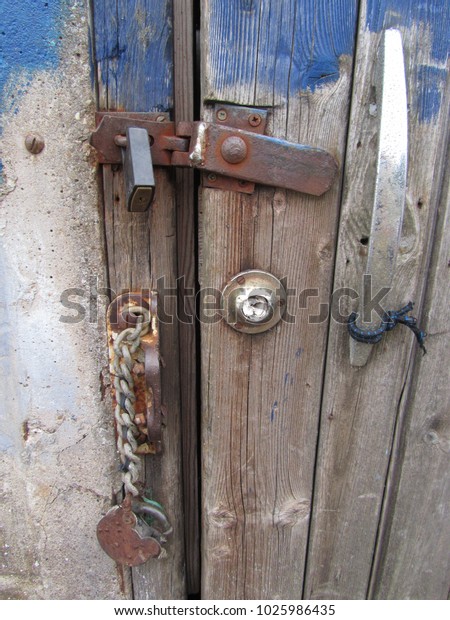 Old Vintage Worn Door Lock Fittings Stock Photo Edit Now 1025986435