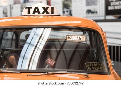 Old Vintage Yellow Taxi With Vacant Sign