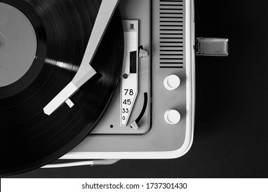 Old vinyl Turntable. Vintage background. 60s. Retro wallpaper