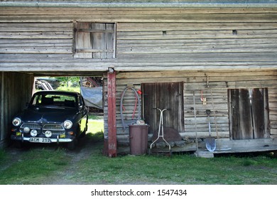 Old Volvo Amazon By Barn