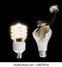 Old Vs. New Lightbulb Technology.