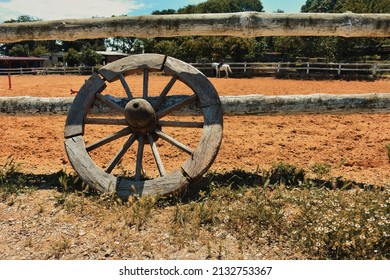 old wagon wheel in  the farm