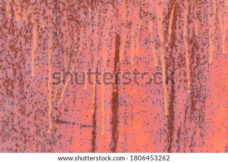 Old wall for the backdrop. The main paint color is Burnt Sienna, Hue Brown. Rust - pinpoint, patches, stripes. Cracks, sagging, smudges.