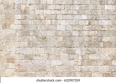 Old Wall Made Of The Jerusalem Stone Wall. Israel