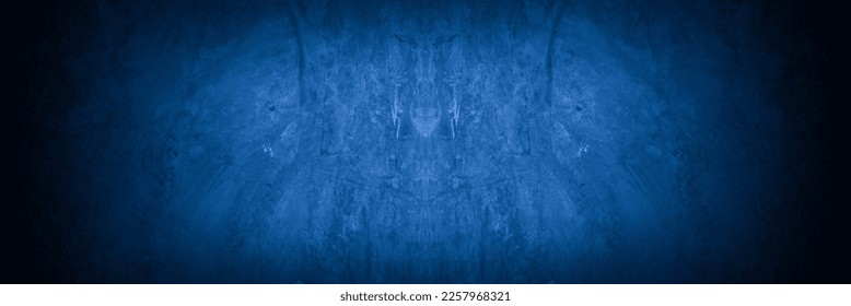 Old wall pattern texture cement blue dark abstract  blue color design are light with black gradient background. - Shutterstock ID 2257968321