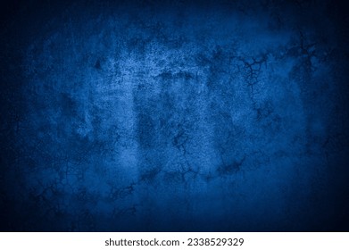 Alte Wandmuster Textur Zement blau dunkelblau abstrakte blaue Farbe Design sind hell mit schwarzem Farbverlauf Hintergrund. – Stockfoto