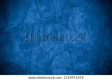 Old wall pattern texture cement blue dark abstract  blue color design are light with black gradient background.