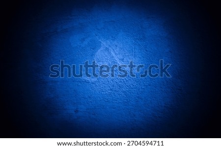 Old wall pattern texture cement blue dark abstract  blue color design are light with black gradient background.