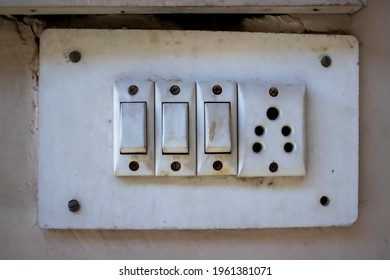 Old Wall Power Switch Dirty Switch Board And Box