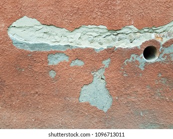 Old Wall Texture. Old orange plaster wall. Vintage plaster wall
