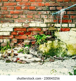 old wall in winter