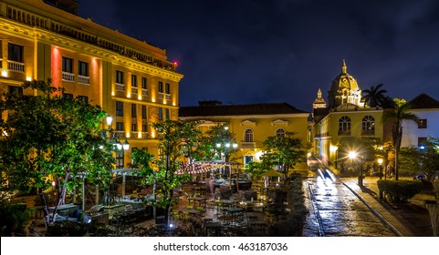 Old Walled City Of Cartagena At Night