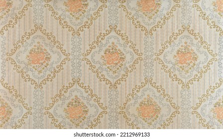 Old wallpaper on the wall. Old wallpaper for texture or background. - Shutterstock ID 2212969133