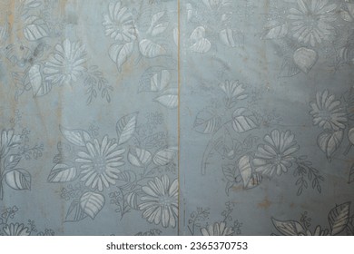Old wallpaper on the wall. Old wallpaper for texture or background. - Shutterstock ID 2365370753