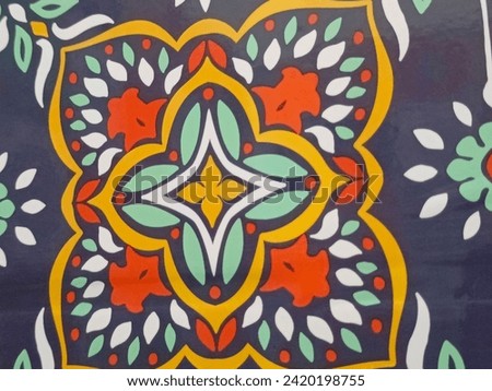 Old wallpaper on the wall. Old wallpaper for texture or background. mandala on the wall decoration oriental, Indian, Islamic, Arabic, Mandala, floral