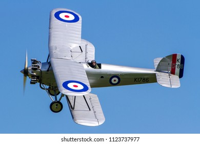 OLD WARDEN, BEDFORDSHIRE, UK – MAY 6, 2018: 1928 Hawker Tomtit K1786 G-AFTA, The Sole Survivor And Once Owned By Neville Duke, Displays At Old Warden's Season Premiere & 100 Years Of The RAF Airshow.