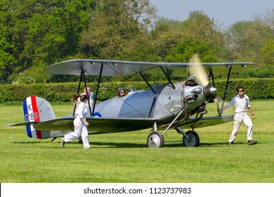 OLD WARDEN, BEDFORDSHIRE, UK – MAY 6, 2018: 1928 Hawker Tomtit K1786 G-AFTA, The Sole Survivor And Once Owned By Neville Duke, Displays At Old Warden's Season Premiere & 100 Years Of The RAF Airshow.