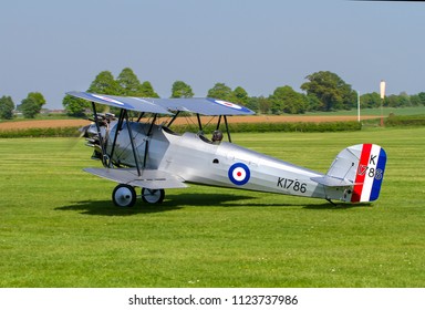 OLD WARDEN, BEDFORDSHIRE, UK – MAY 6, 2018: 1928 Hawker Tomtit K1786 G-AFTA, The Sole Survivor And Once Owned By Neville Duke, Displays At Old Warden's Season Premiere & 100 Years Of The RAF Airshow.