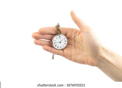 An Old Watch In The Girl's Hand. The Concept Of The Past Tense.