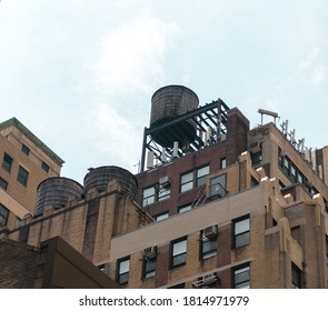 Old Water Tank Over Building In Nyc