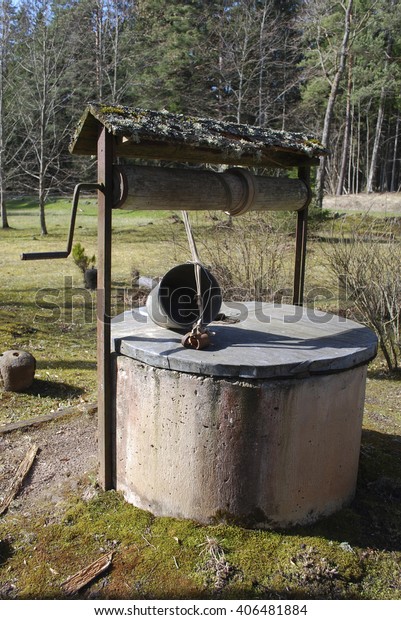 Old Water Well Bucket Forest Stock Photo (Edit Now) 406481884