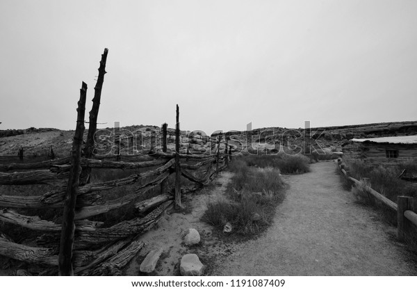 Old Weather Beaten Wood Fence By Stock Photo Edit Now 1191087409