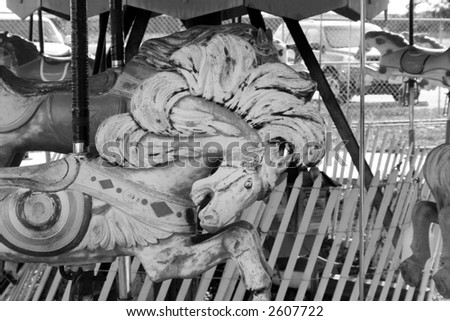 An old weathered carousel horse.