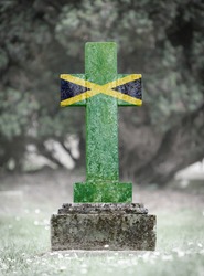 Old Weathered Gravestone In The Cemetery - Jamaica
