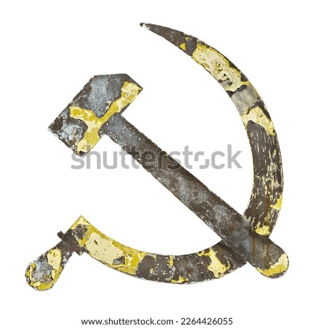 Old weathered steel Russian hammer and sickle symbol isolated on a white background Foto stock © 