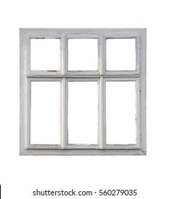 Old Weathered  Window Isolated On White 