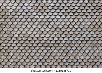old weathered wood roofing texture background with curve terminate edge