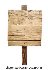 Old Weathered Wood Sign Isolated