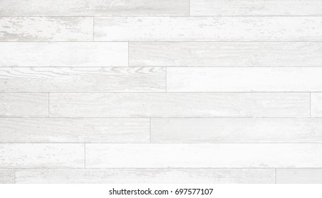 Old Weathered Wood Surface With Long Boards Lined Up. Wooden Planks On A Wall Or Floor With Grain And Texture. Light Neutral Flat Faded Tones.