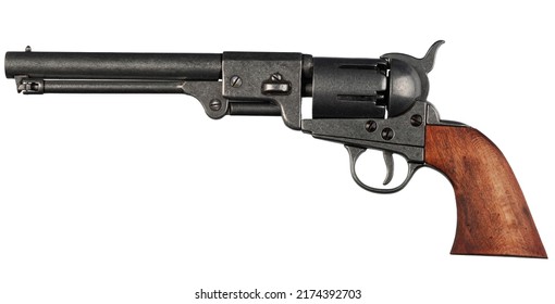 Old West Firearm - Colt Dragoon Revolver isolated on white background