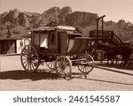 old west stagecoach superstition mountains Arizona lost Dutchman black and white