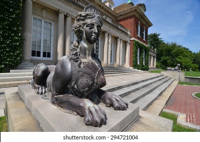 Old Westbury, New York - July 3, 2015: Long Island Gold Coast Mansion.