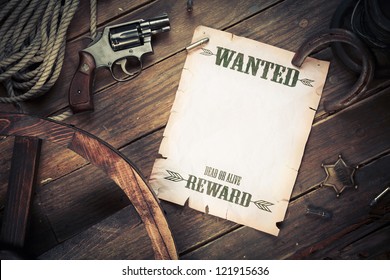 Old Western Background With Wanted Poster