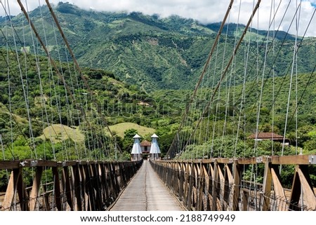 Old western bridge over Cauca river in Santa Fe de Antioquia, Colombia