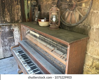 Old Western Piano In California Mountains