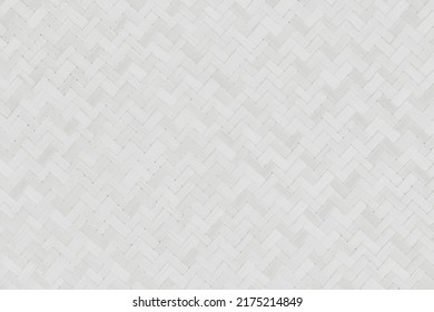 Old White Bamboo Weave Texture Background, Pattern Of Woven Rattan Mat In Vintage Style.