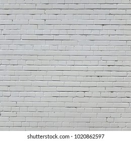 Old White Brick Wall Frame Textured Background. Vintage Brickwall Square Whitewashed Texture. Grunge White Washed Brickwork Surface. Design Element.