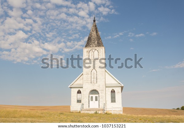 Old White Church On Prairies Stock Photo (Edit Now) 1037153221