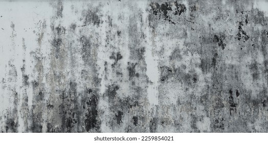 old white concrete wall with stain of dirty with mold 