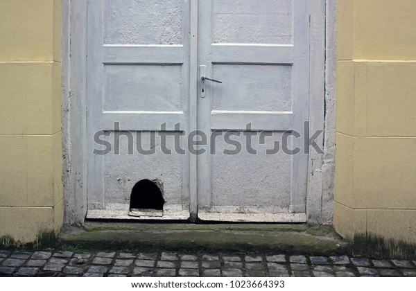 Old White Dirty Wooden Front Door Stock Photo Edit Now 1023664393