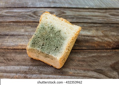 Old white mold on bread. Spoiled food. 