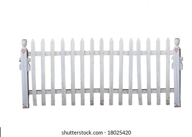 Old White Picket Fence With Clipping Path