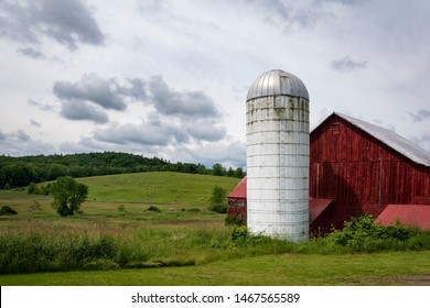 Old White Silo In The Hudson Valley Of New York